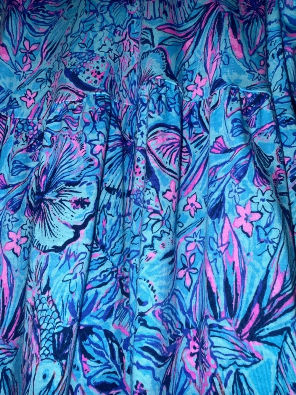 Blue Floral V-Neck Women’s Dress - Picture 4 of 6